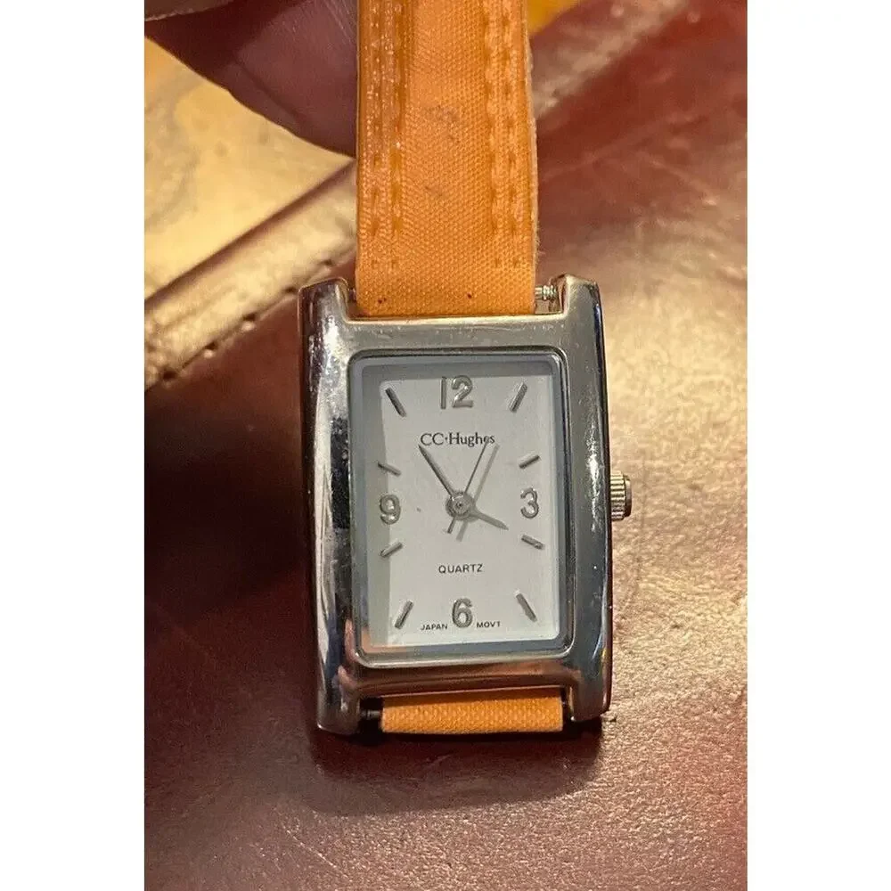 Women's 20mm Silver Tone CC Hughes Watch, Peach Band